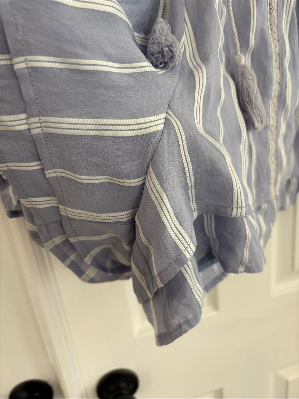 Talulah blue and white striped Boho Flare Bell arms romper Women’s Large - Picture 5 of 9